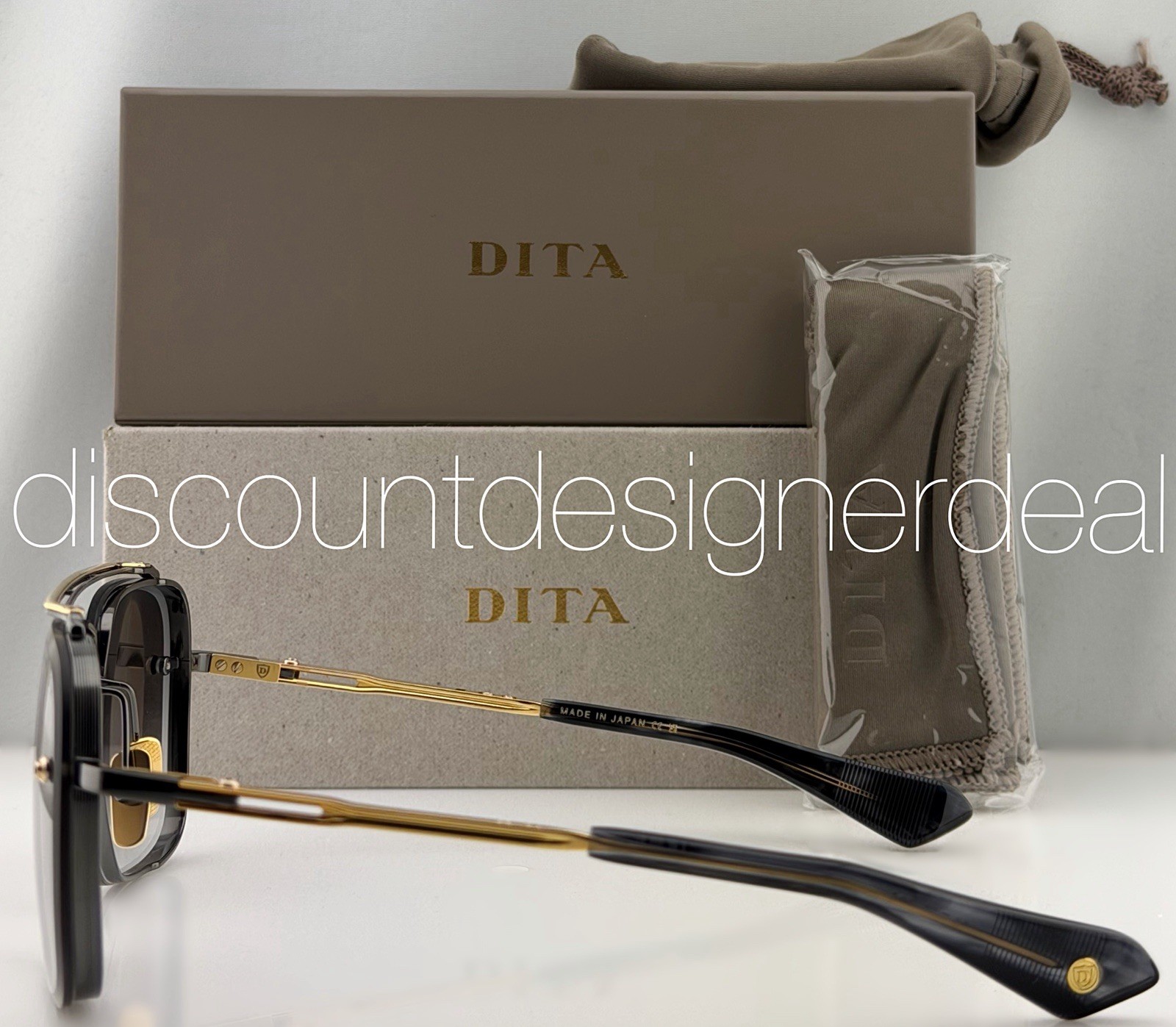 DITA Mach-Six Sunglasses Black Yellow Gold Gray Gradient 62mm NEW DTS121-62-05