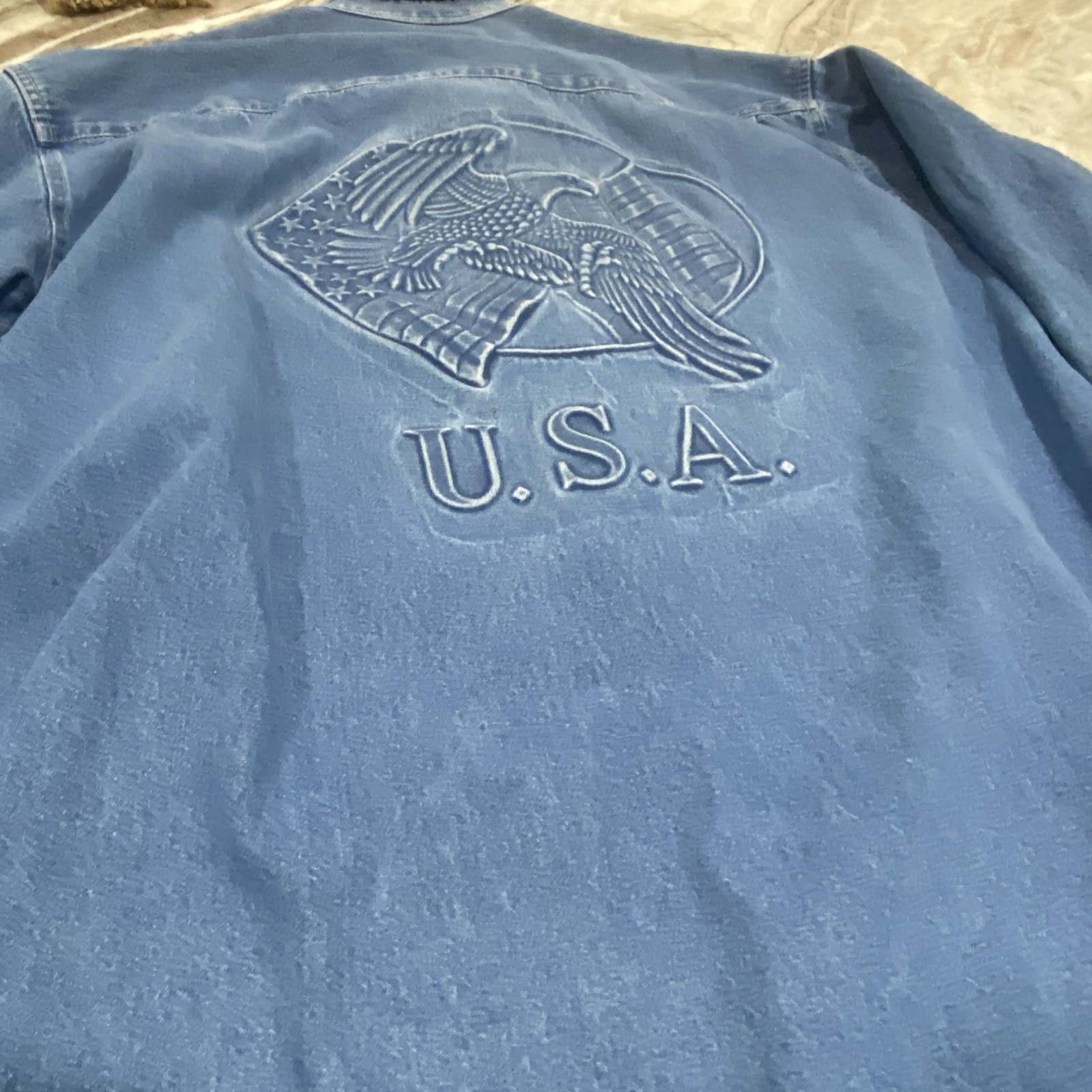 Embossed Eagle Authentic Prime Union Wear U.S.A. Denim Shirt Vintage Sz XL