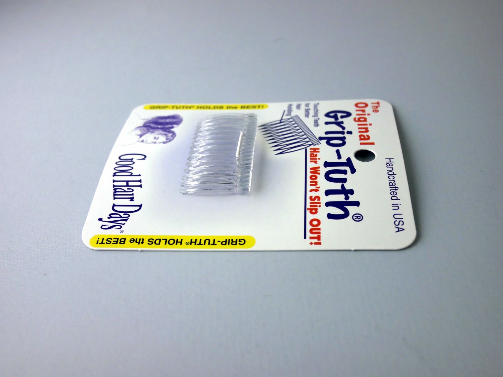 4 Combs x Good Hair Days Grip-Tuth® 1 3/4″ Clear Shorty Combs Made in USA 40162