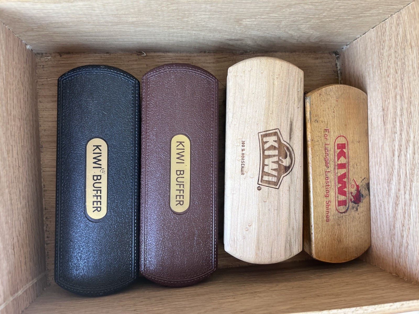 VNTG Golden Oak Wood Shoe Shine And Polish Box