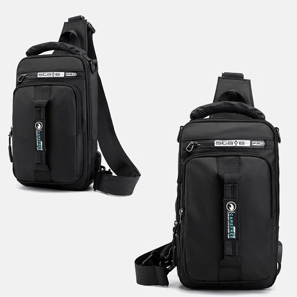 Men’s Sling Crossbody Bag Anti-theft Chest Pack Shoulder Backpack USB Waterproof