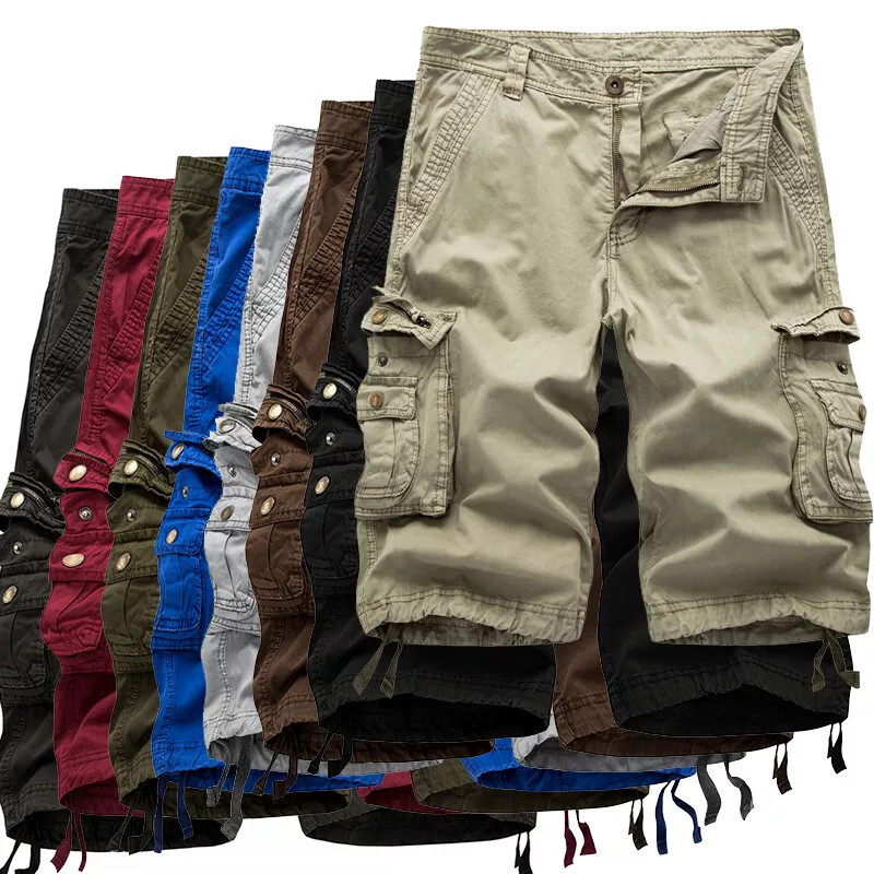 Men’s Cargo Shorts Casual Solid Multi-Pocket, Color Options