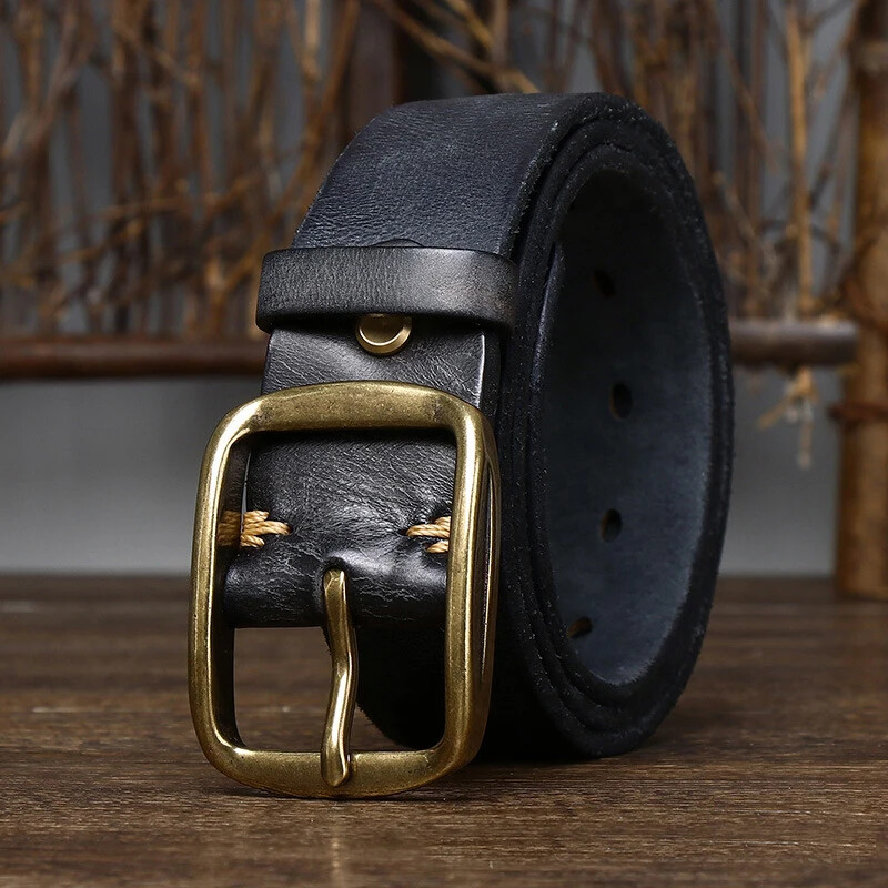 3.8CM Thick Cowhide Genuine Leather Belt Jeans Belt for Men Retro Strap Cintos