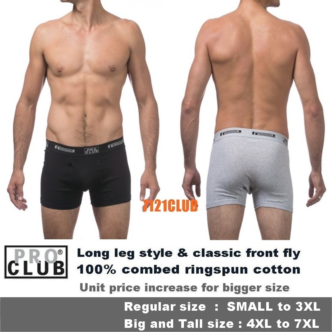 LOT 2 PRO CLUB BOXERS BRIEFS PROCLUB MEN’S UNDERWEAR COTTON BIG AND TALL S-7XL
