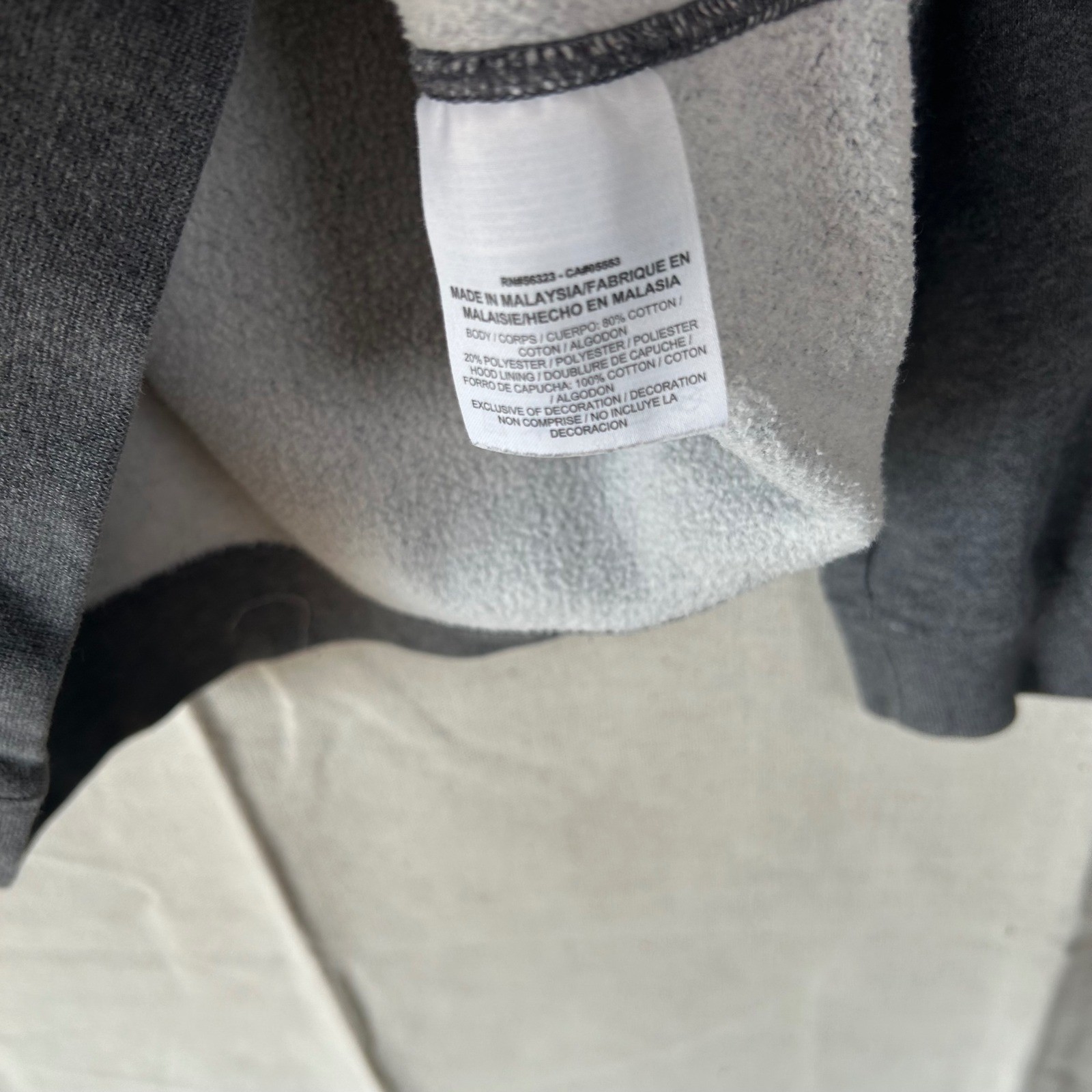 Nike Mens Fleece Hoodie Charcoal Grey Orange Logo Pullover Medium