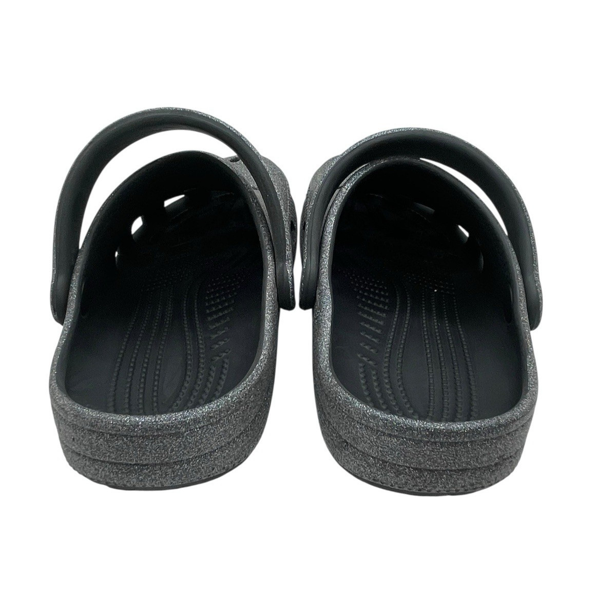 Crocs Classic Clogs Gray Black Glitter Comfort Slip On Shoes Size Men 4 Women 6