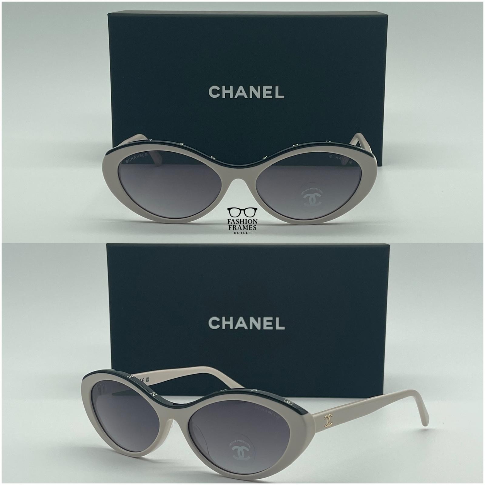 CHANEL 5416 Beige Black Oval Sunglasses–Acetate Frame – Brand New 100% Authentic