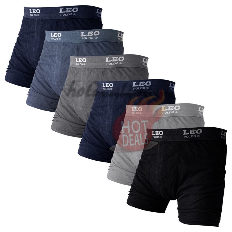 Men’s 6 Pack Boxer Briefs 100% Cotton Comfort Stretch Waistband Underwear S-XL