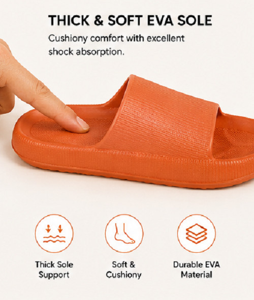 Size 36 Cloud Pillow Slippers, Ultra-Soft Quick-Dry Bathroom Slippers Orange