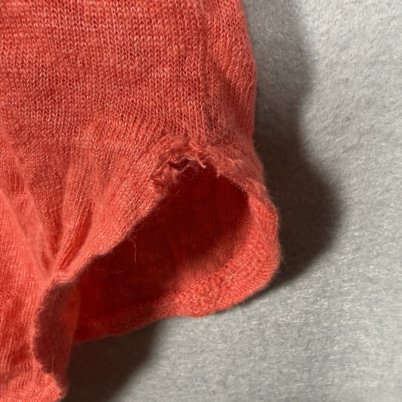 Tahari 100% Linen T-Shirt Coastal Beach Orange Short Sleeve Semi-Sheer Sz L