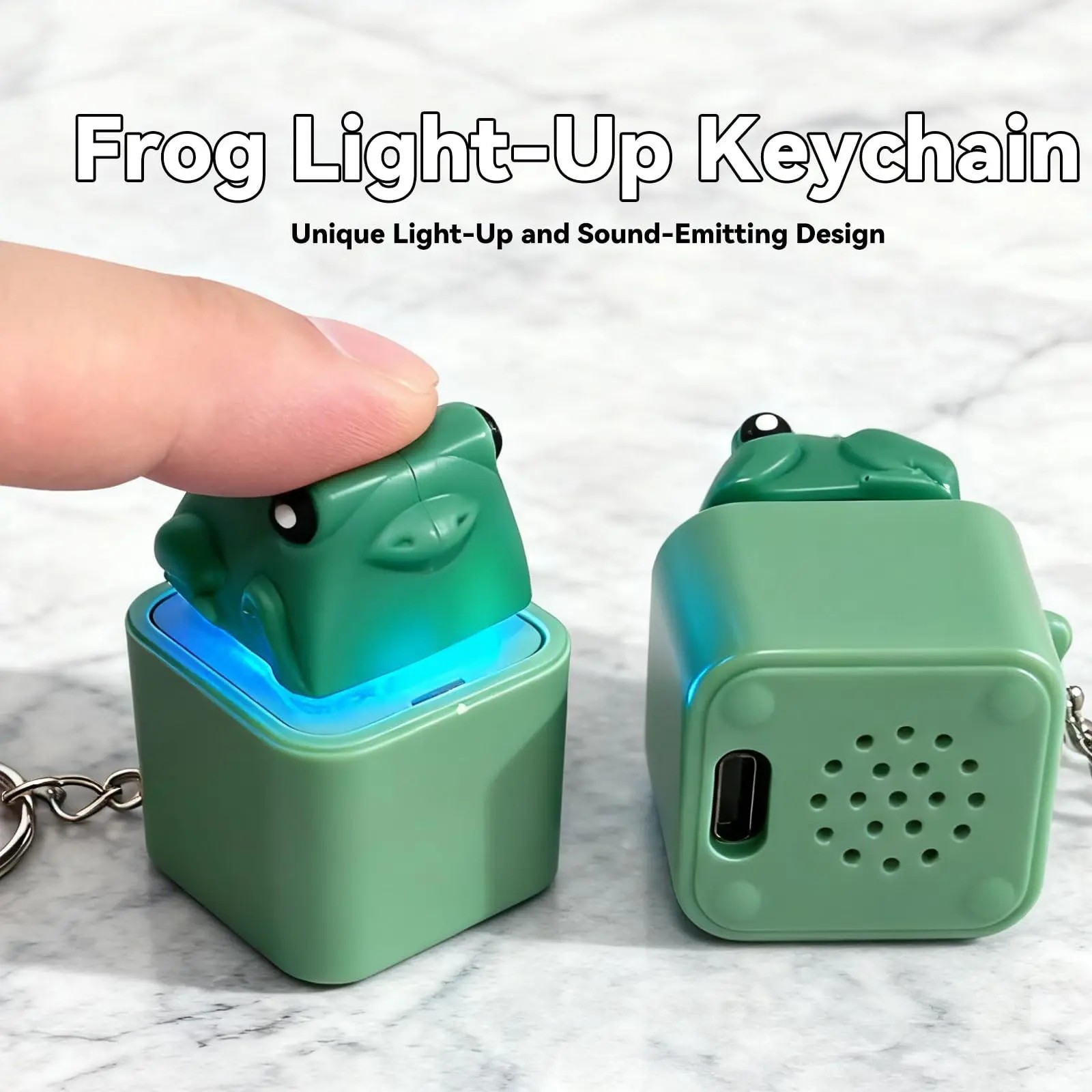 Frog Knocking Toy Frog Keyboard Keychain Decor Emit Light And Sound Pendant TL