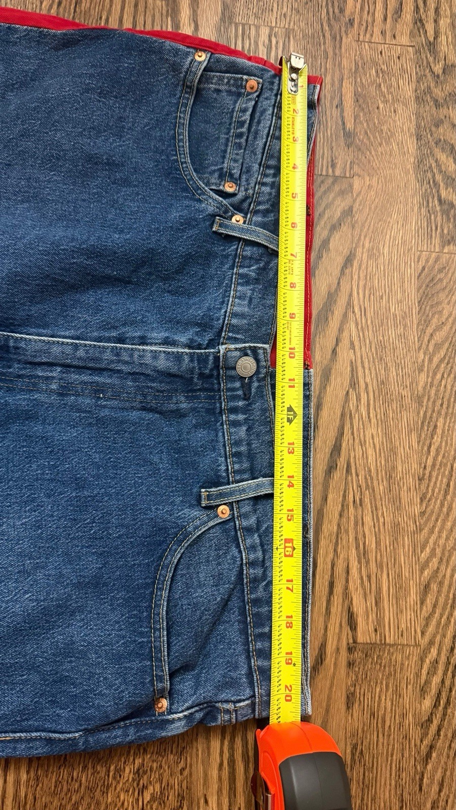 Levi’s Premium Men’s Blue/Red Split Logo Denim Jeans Athletic Taper Stretch