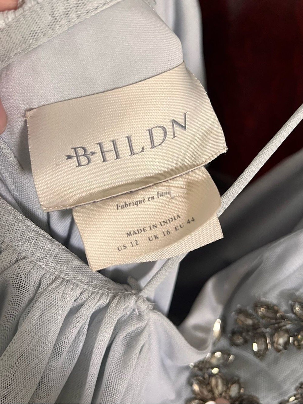 BHLDN Anthropologie Nymph Dress Beaded Tulle Gray size 12