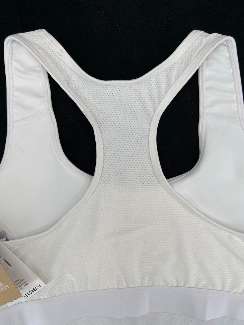 NEW Adidas White Aeroready Alphaskin Racerback Elastic Sports Bra Band Women’s M