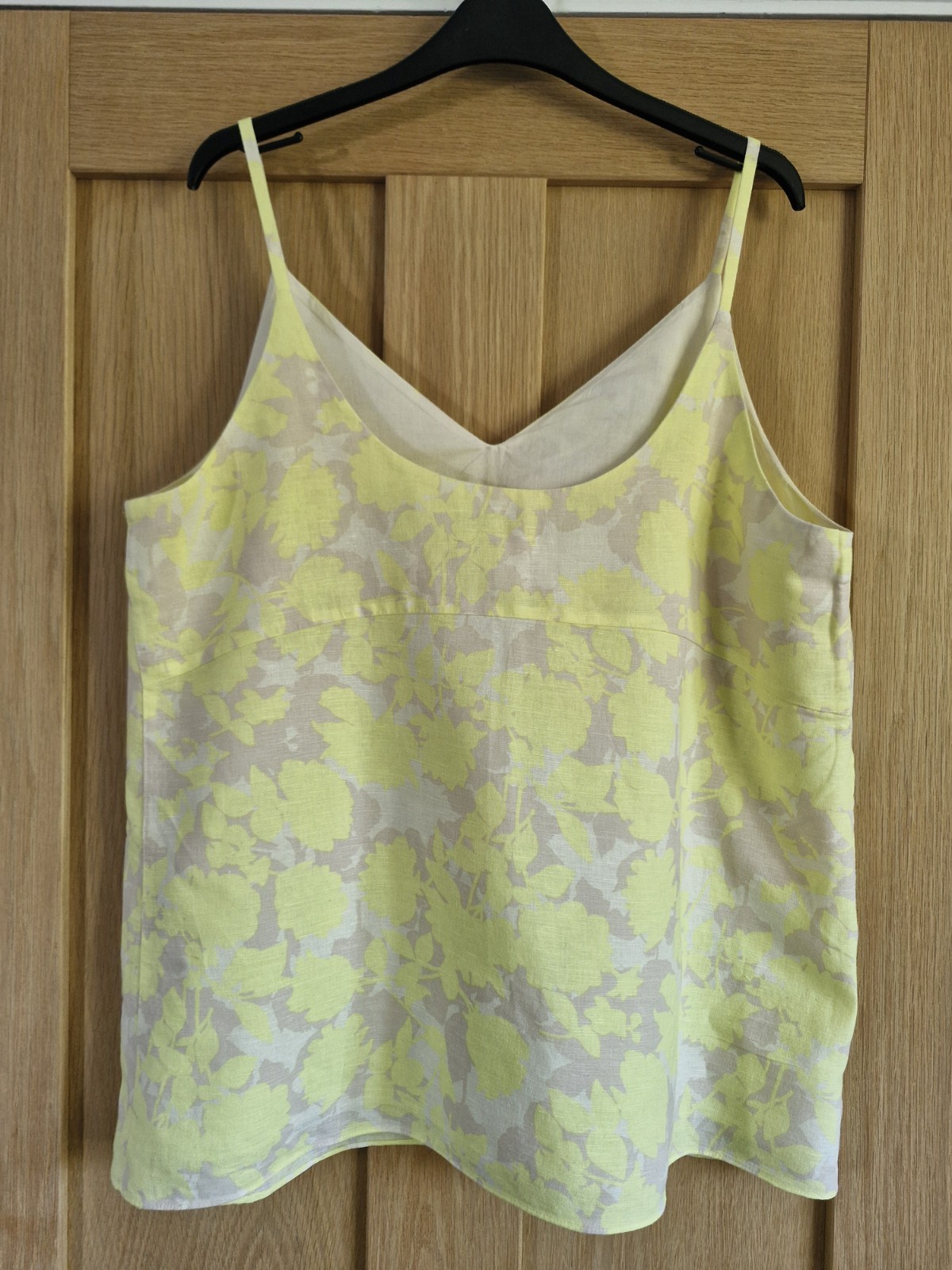 M&S Camisol Linen/cotton Yellow Mix Fully Lined Size 16 Worn Once