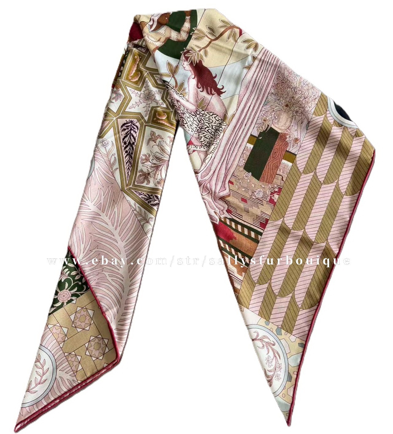 Sallys 70% Cashmere & 30% Silk Wrap Scarf Aztec Print Double Face Shawl 53″