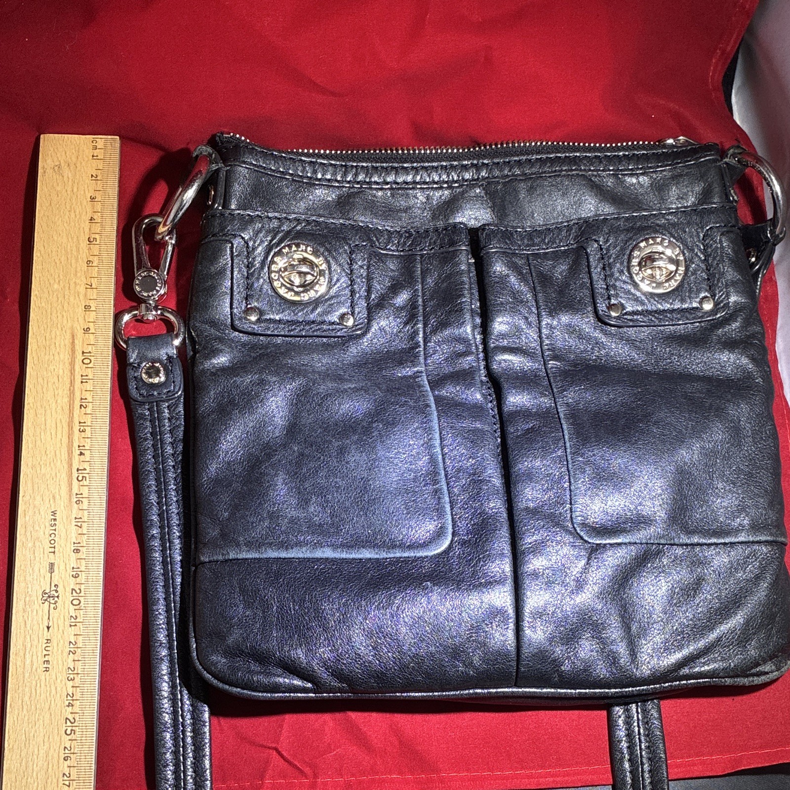 Marc by Marc Jacobs Black Logo Crossbody Bag, Zip, Detachable Strap