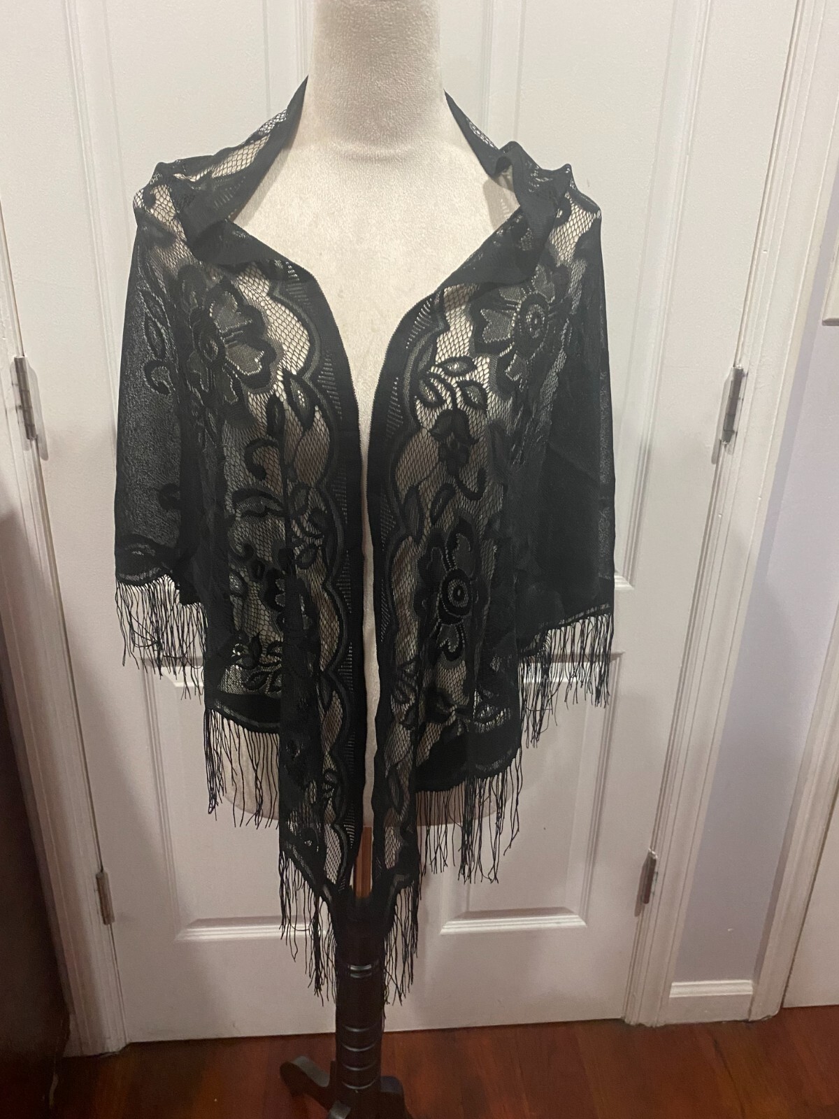 Black Sheer Triangle Scarf Shawl Wrap Lightweight 70.9×29.5inches