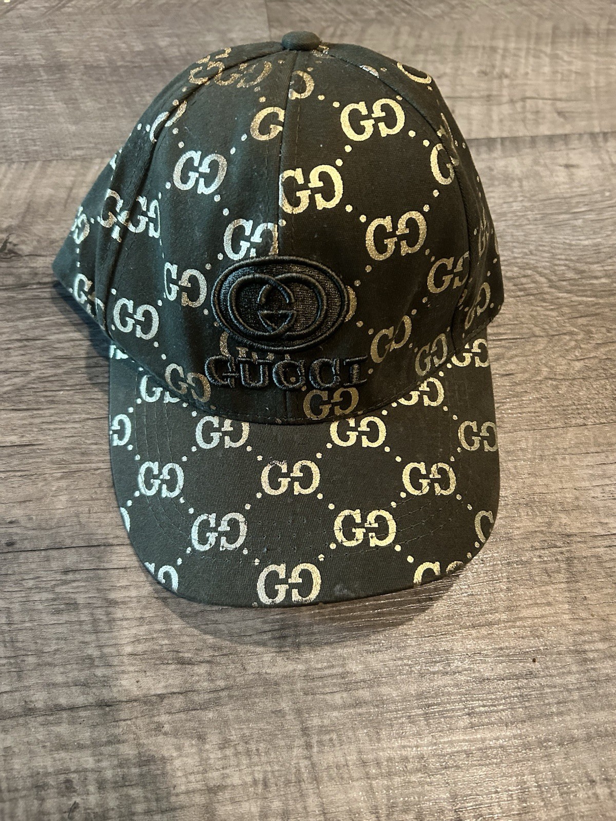 Gucci Men’s GG Logo Baseball Cap Hat One Size Green/Black Gold Adjustable