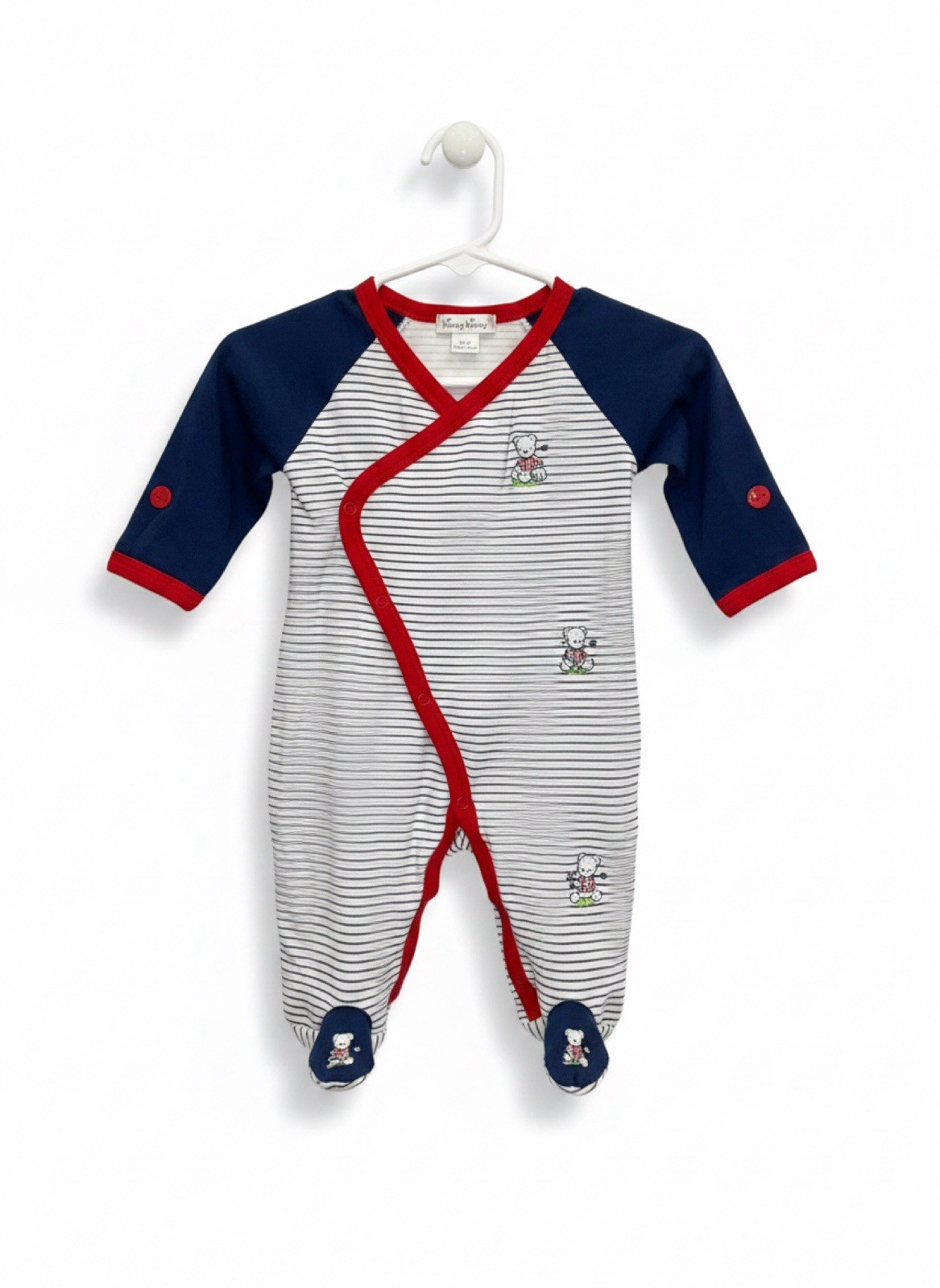 Kissy Kissy baseball emb footie 0-3m EUC