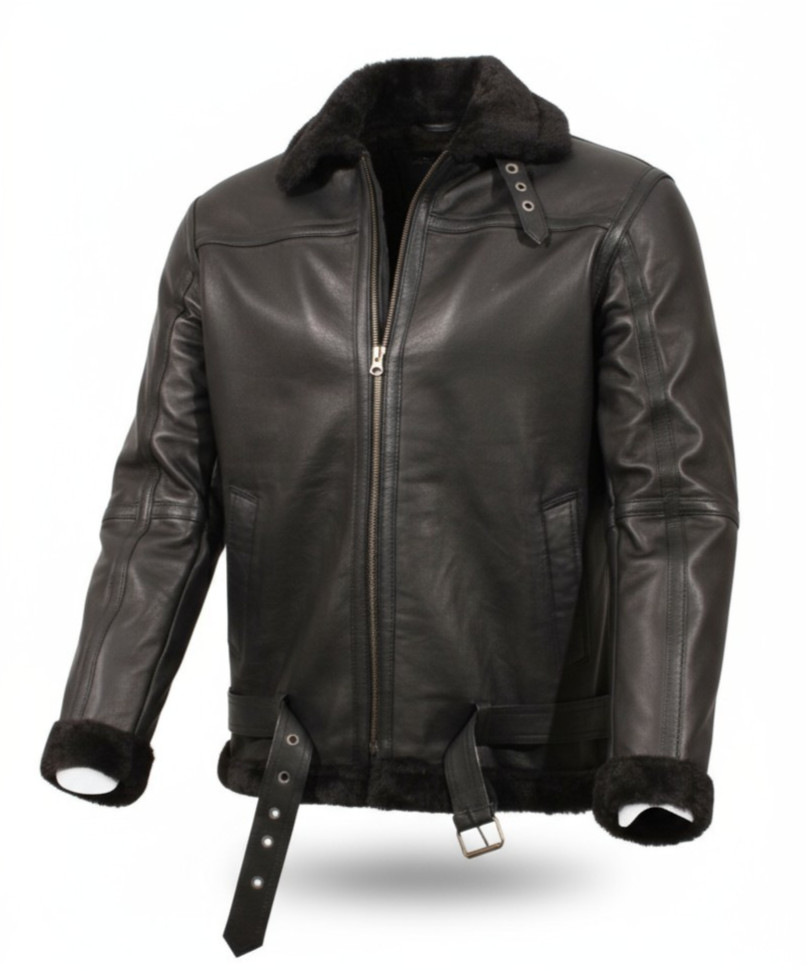 RAF Aviator B3 Bomber Jacket Men Real Sheepskin Leather Flying Pilot Jacket Coat