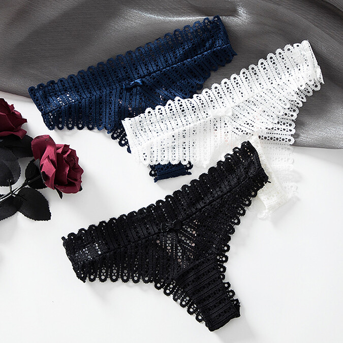 3 Packs Lot Womens Panties Lingerie G-String Lace Underwear Sexy T-Back Thongs