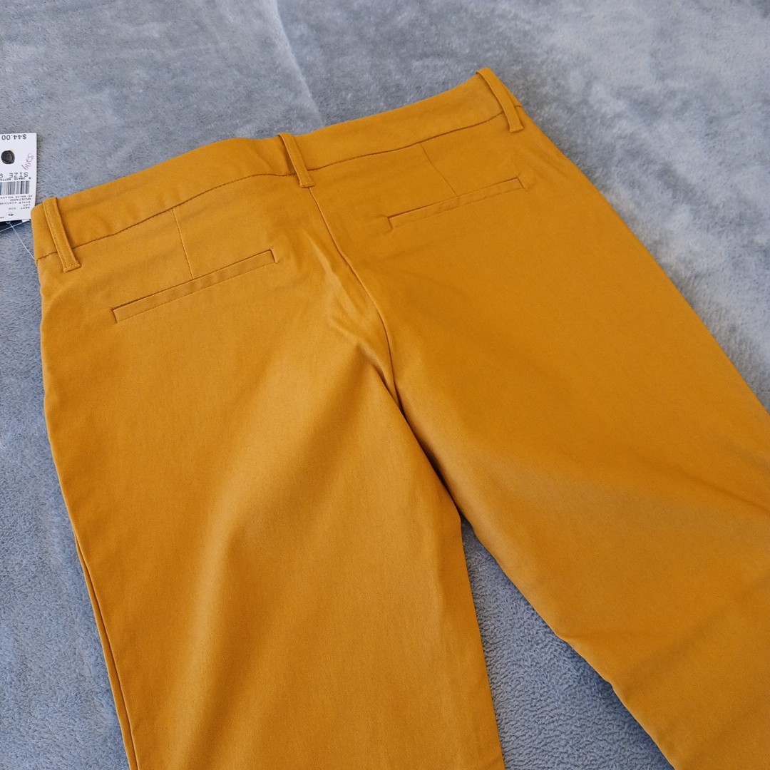A. Buyer Ankle Pants Womens Size 9 Yellow Skinny Stretch Pockets 30×28 New