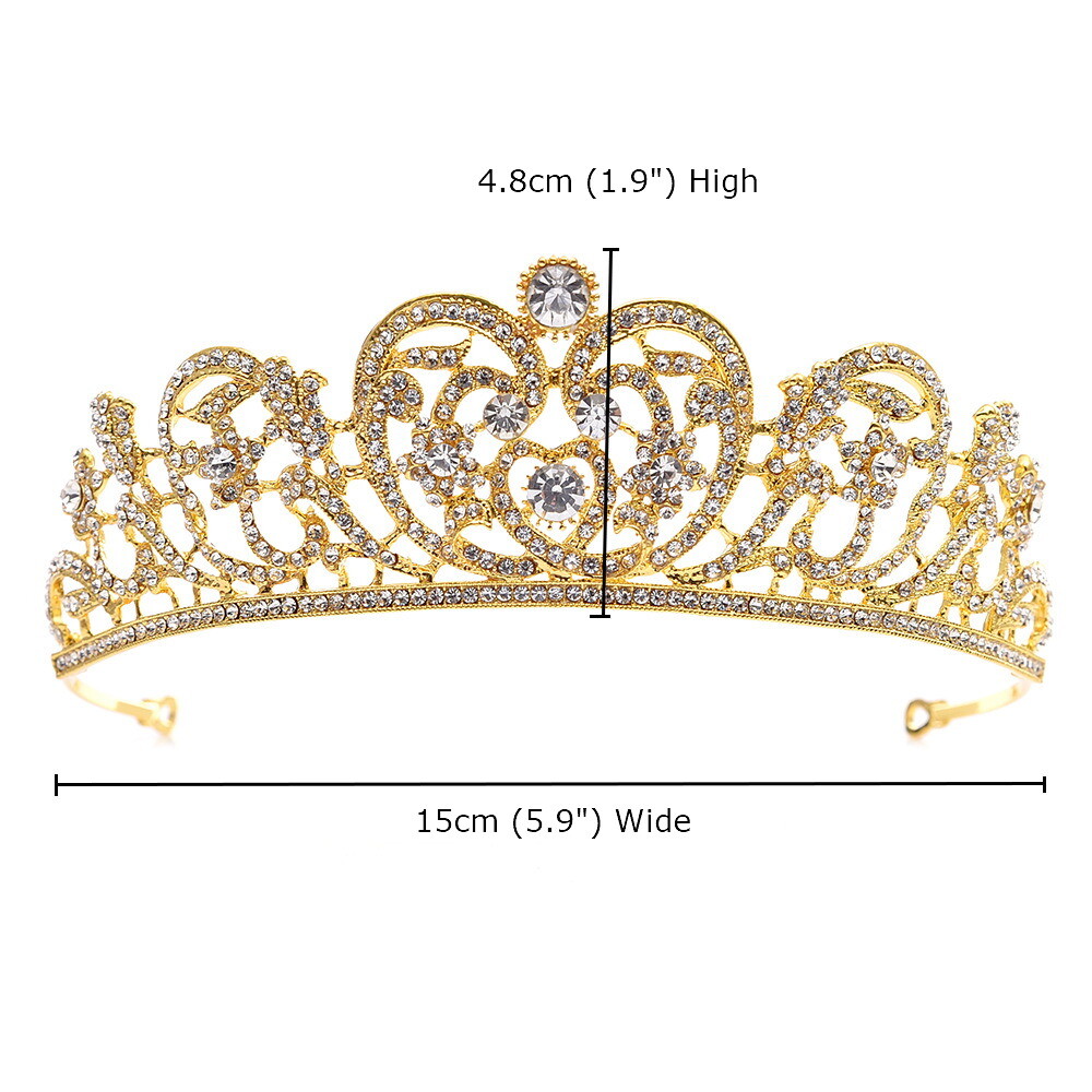 4.8cm Tall Princess Diana Crystal Tiara Crown Wedding Bridal Queen Prom 2 Colors
