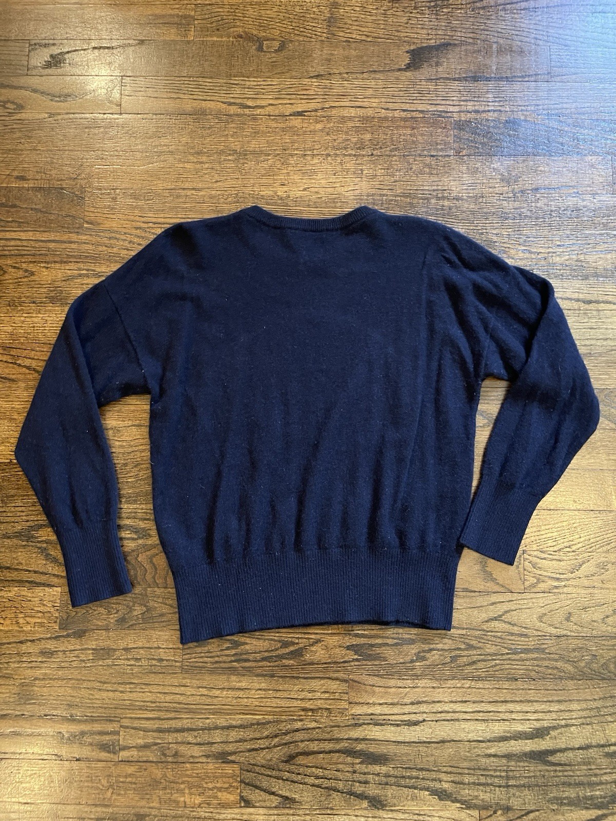 Uniqlo Sweater Womens XL 100% Cashmere Crew Neck Pullover Blue Long Sleeve