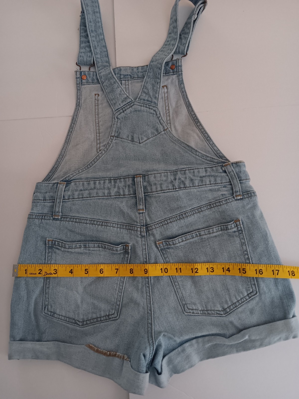 Vintage Old Navy Women Denim Short Overalls Shortalls XS 30 ” Distressed Y2K