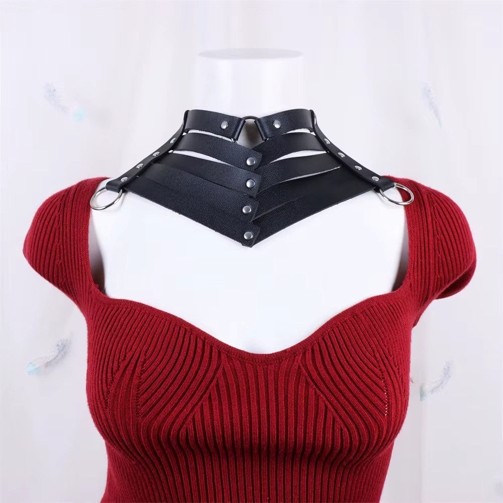 Black Sexy Trendy Rock Gothic Collar Necklaces Jewelry Gothic Leather Belt Rivet