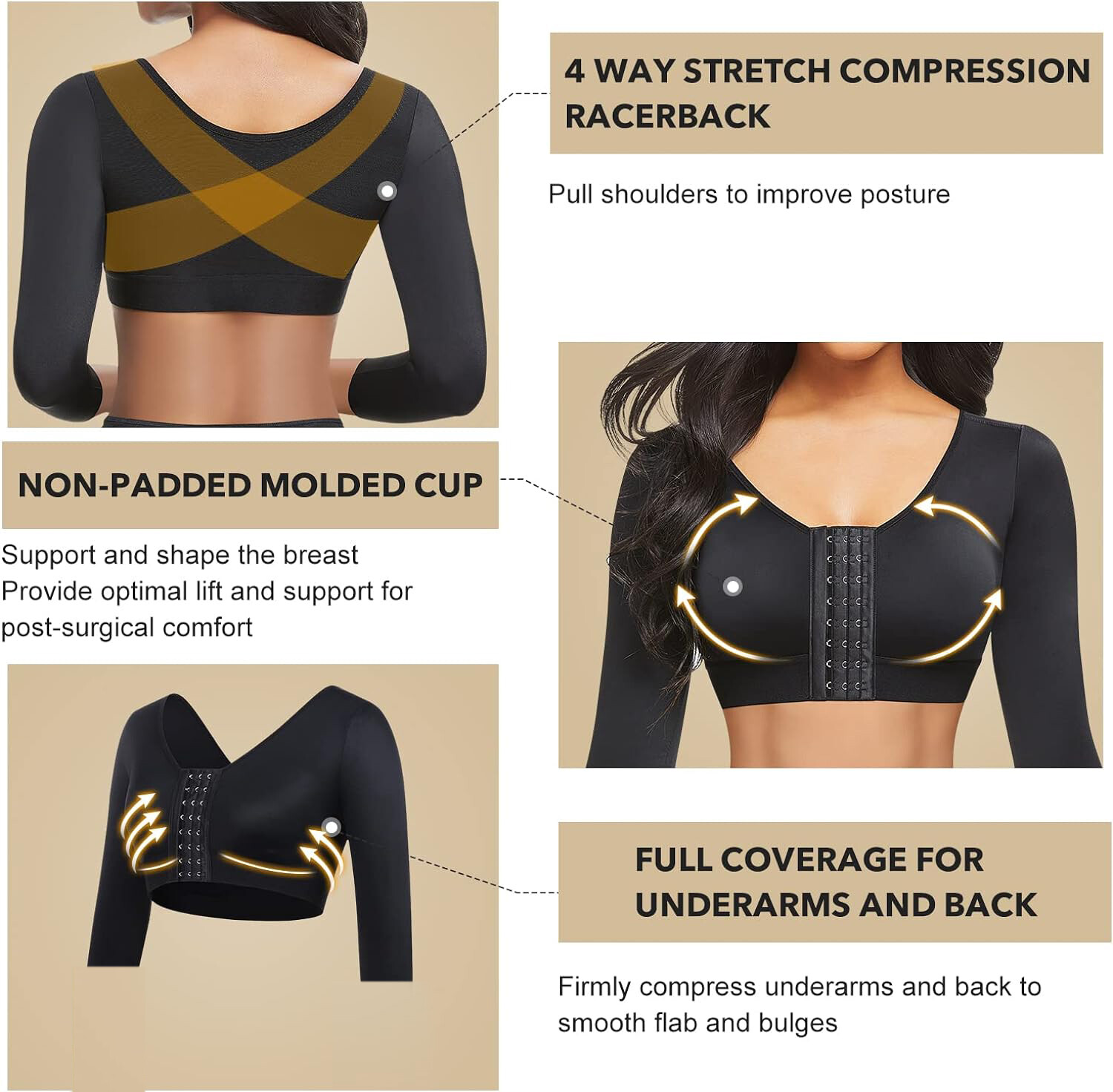Arm Shaper for Women Post Surgery Compression Sleeves Slimming Faja Arm Lipo Top