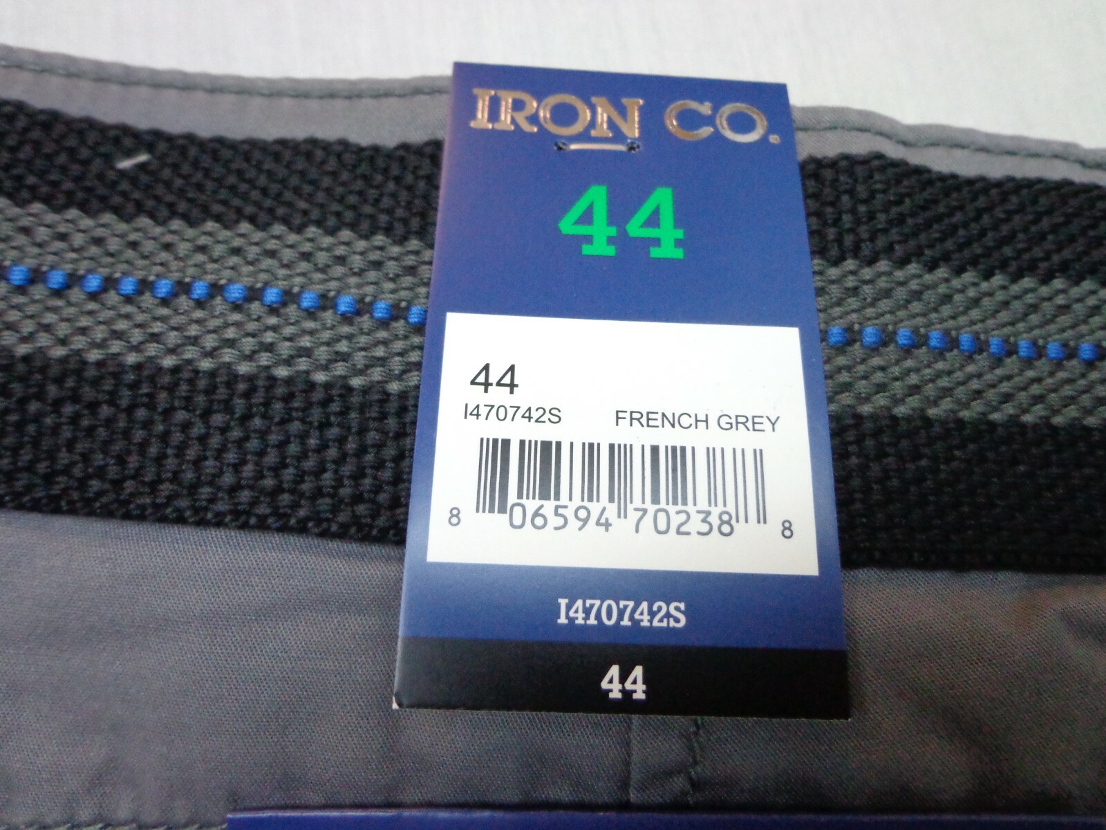 IRON CO. Stretch Cargo Belted Shorts French Gray Size 44 NEW
