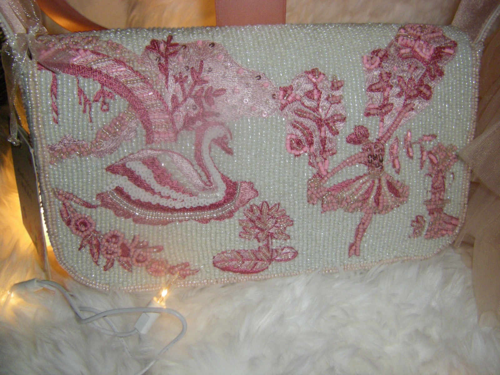 Viral Beaded Shoulder Bag Ballerina Dancer Pink Swan Multi NWT