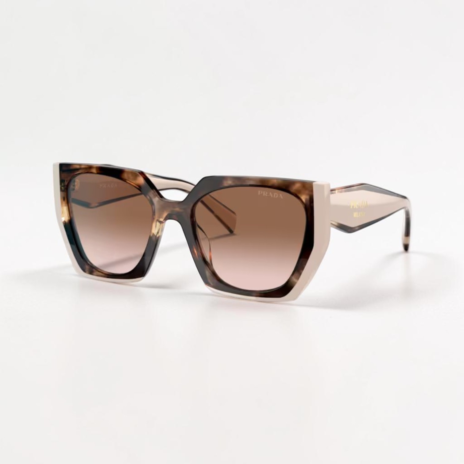 PRADA PR15WS Women’s Rectangular Sunglasses Powder Brown and Tortoise Caramel