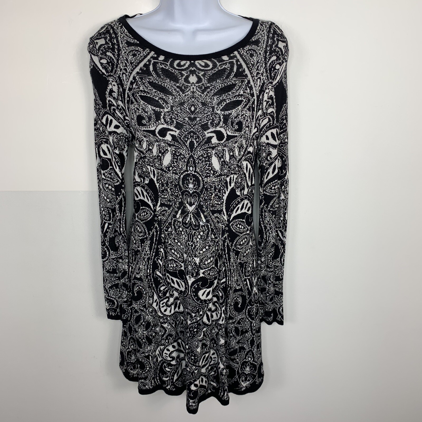 Style Co Black White Top Sz S Paisley Baroque Boho Minimalist Whimsigoth MA21