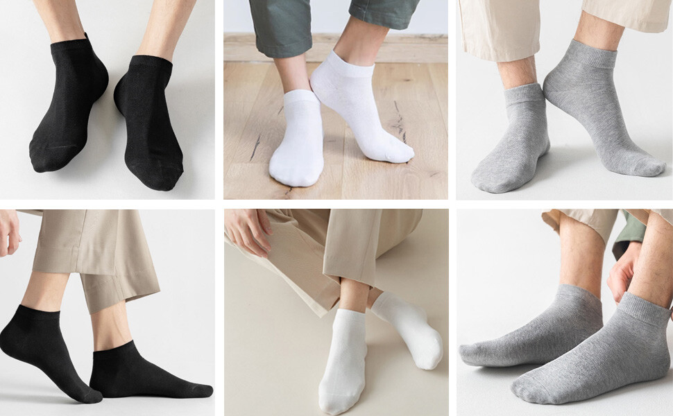 6 Pairs Mens Cotton Comfort Ankle/Quarter Crew Low Cut Black Socks Size 9-13