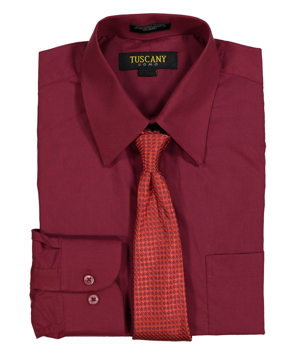 Men’s Dress Shirts With Matching (Random design) Tie Set Cotton Blend Shirt Set