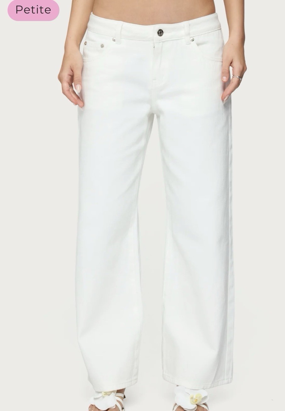 Edikted Petite XS Women’s Roman Low Rise Baggy White Jeans NWT 100% Cotton