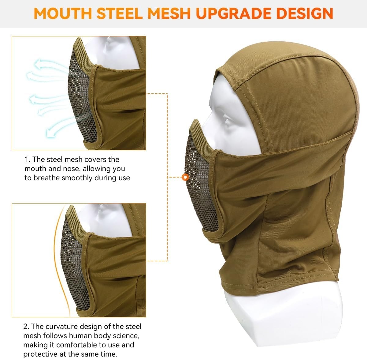Balaclava Full Face Mask with Mesh Mouth Guard Tactical Airsoft Paintball Masks
