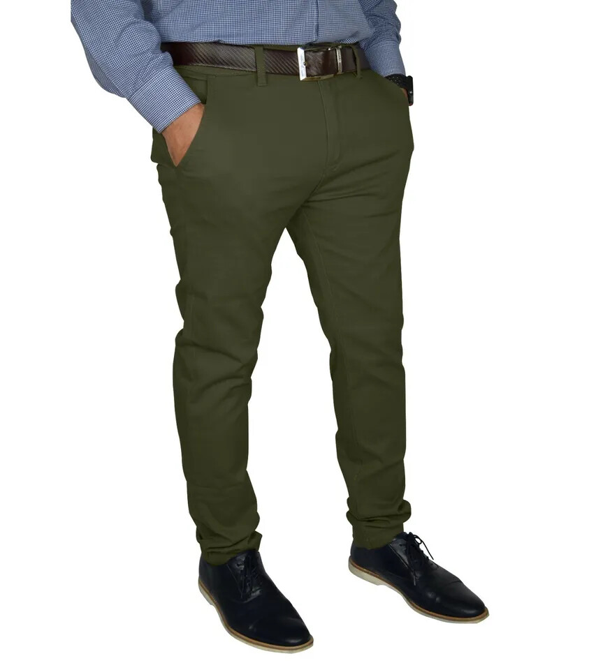 Mens Slim FIT Stretch Chino Trousers Casual Flat Front Flex Classic Full Pants