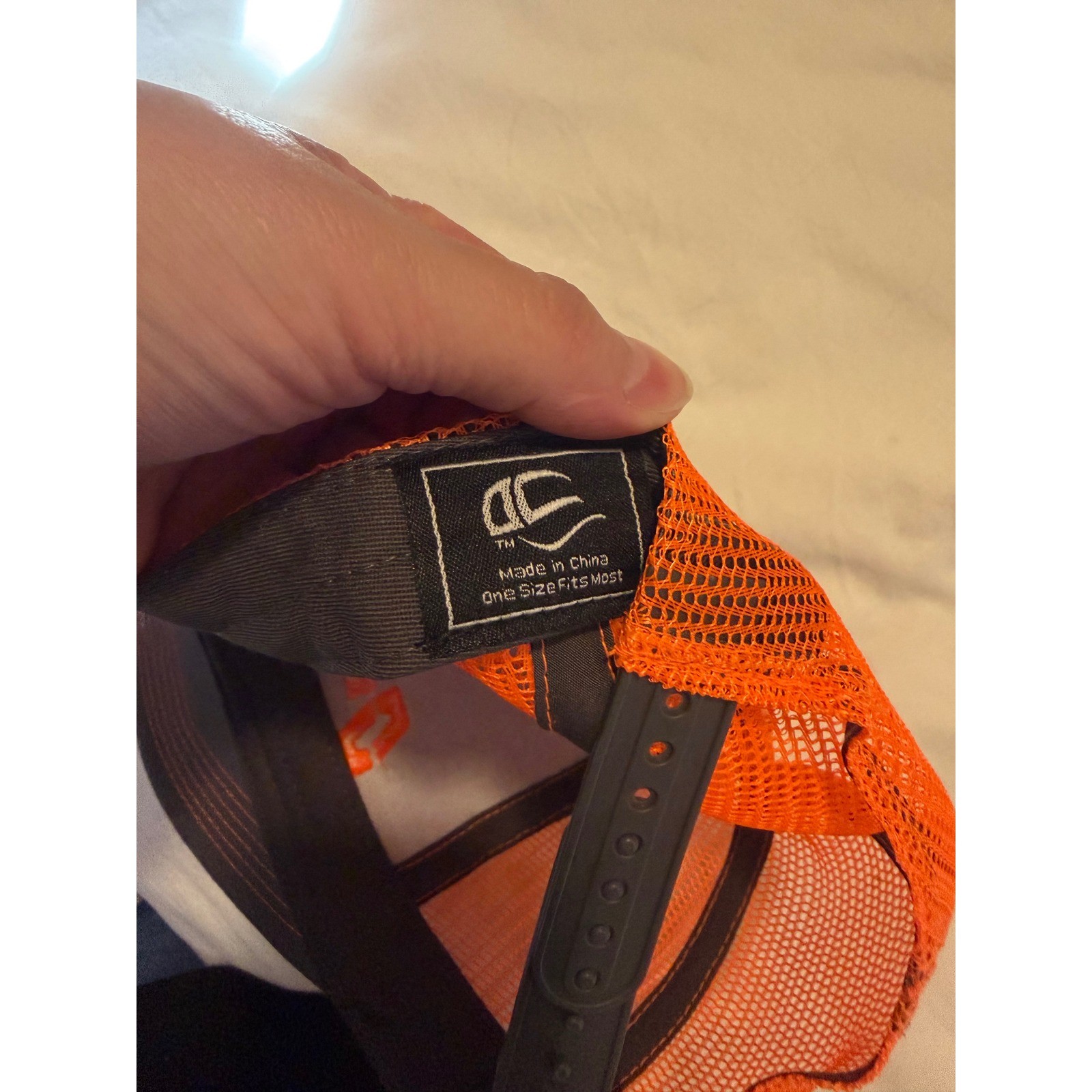 Gross Group Trucker Hat Mens Charcoal Grey Orange Mesh Snapback Cap Logo