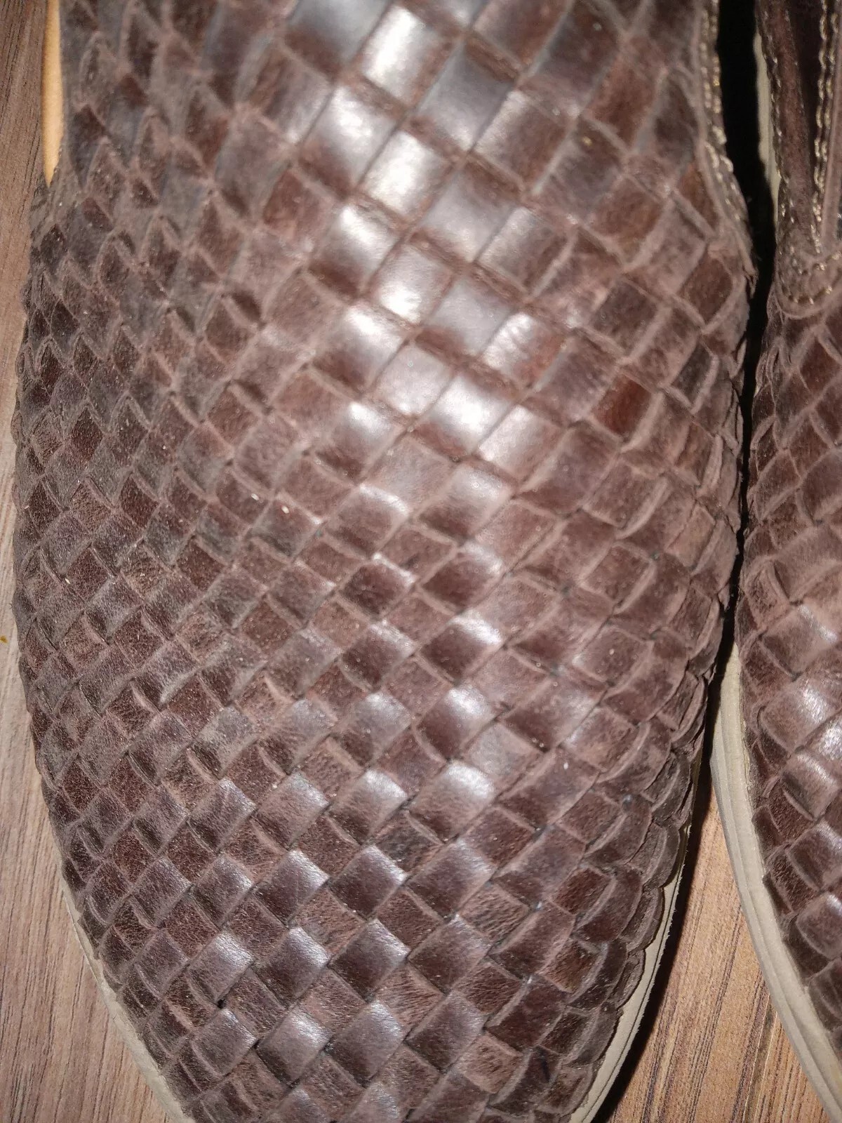 Olukai Laeahi Lauhala Dark Wood Brown Mens Slip On Sneakers Leather Size 8