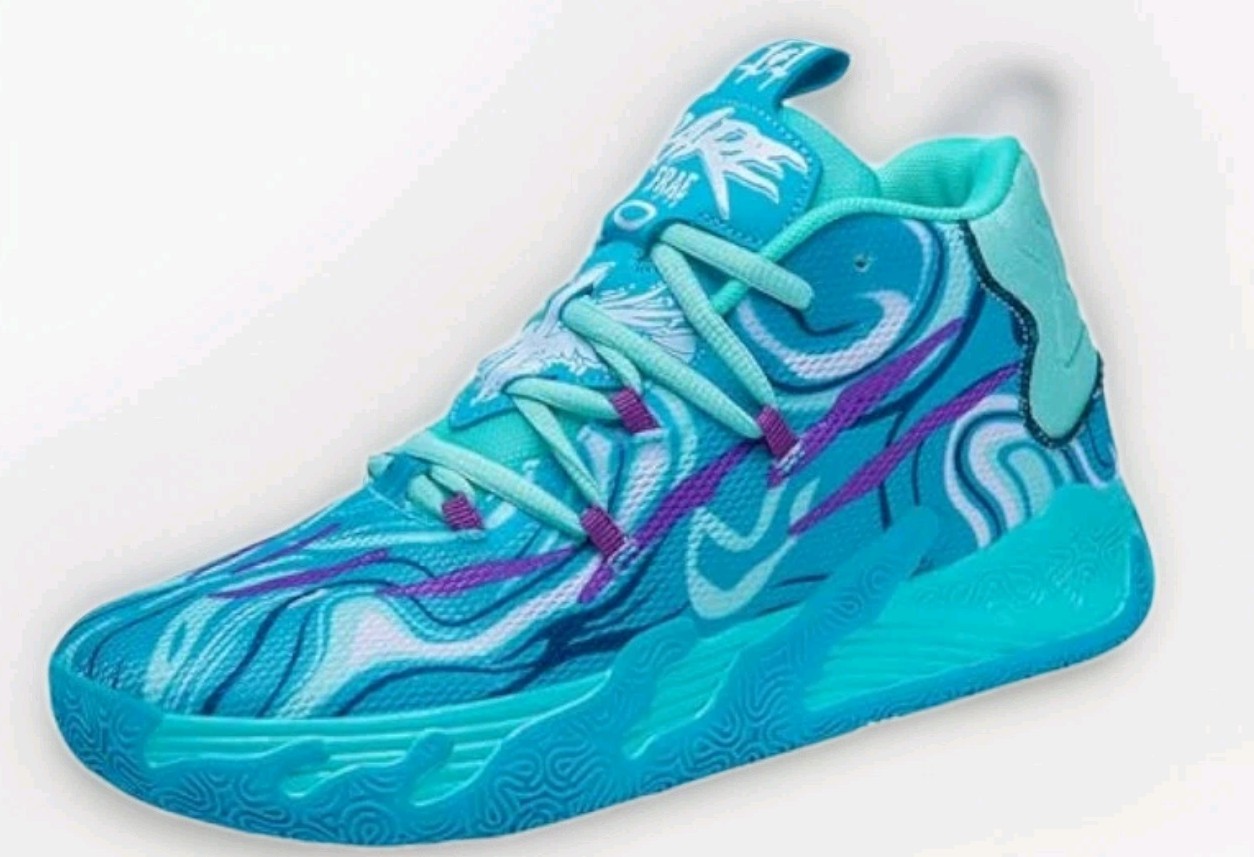 MENS SIZE 9 LACE UP MID TOP HIGH QUALITY🌟BASKETBALL🏀SHOES TURQUOISE & PURPLE