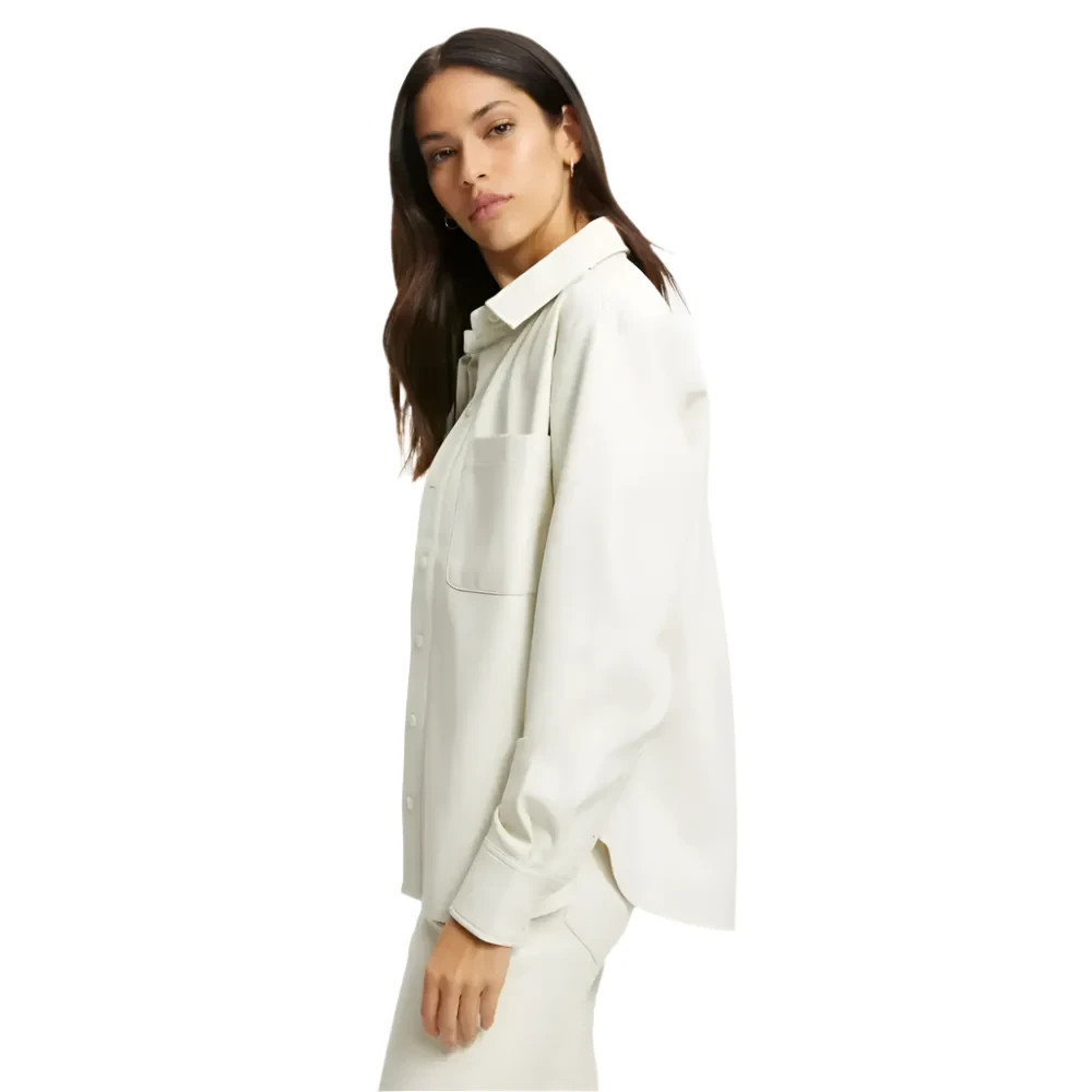 Women’s White Full Sleeve Genuine Leather Shirt