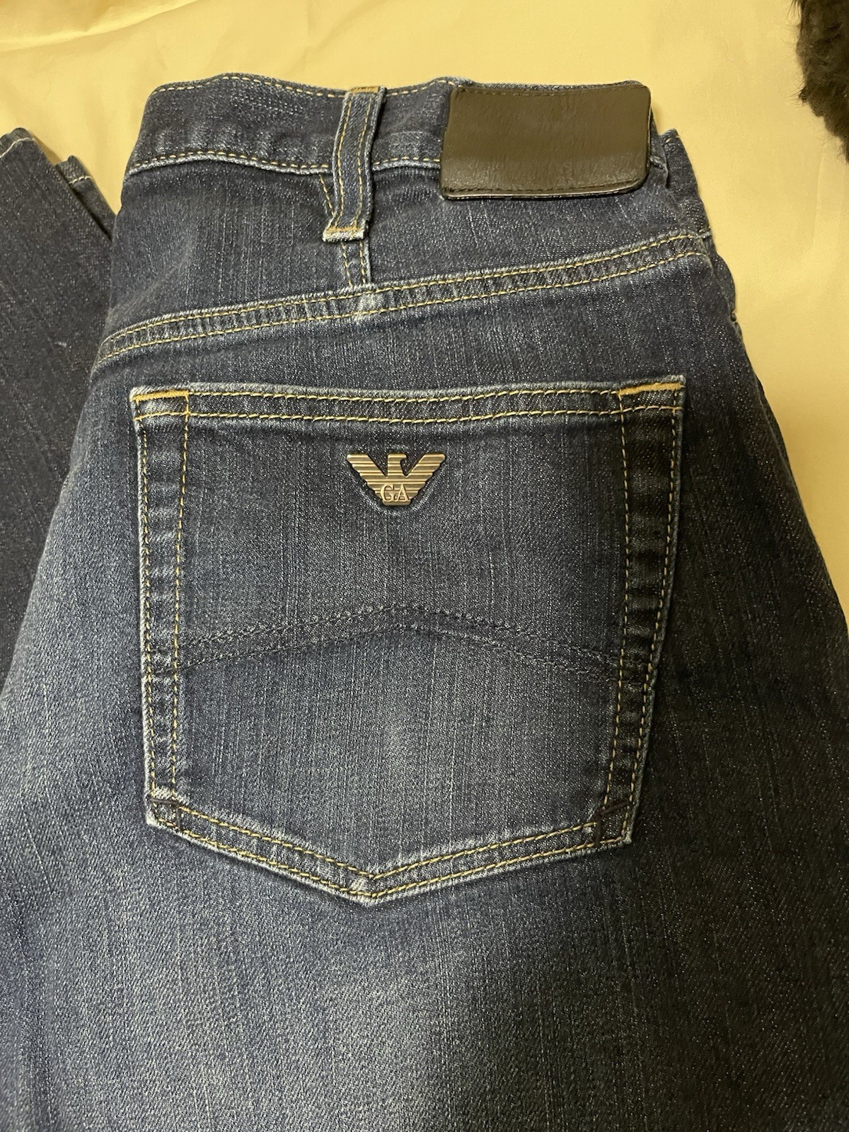 Armani Jeans Men’s Dark Wash Blue Straight Leg Regular Fit Mid Rise Denim