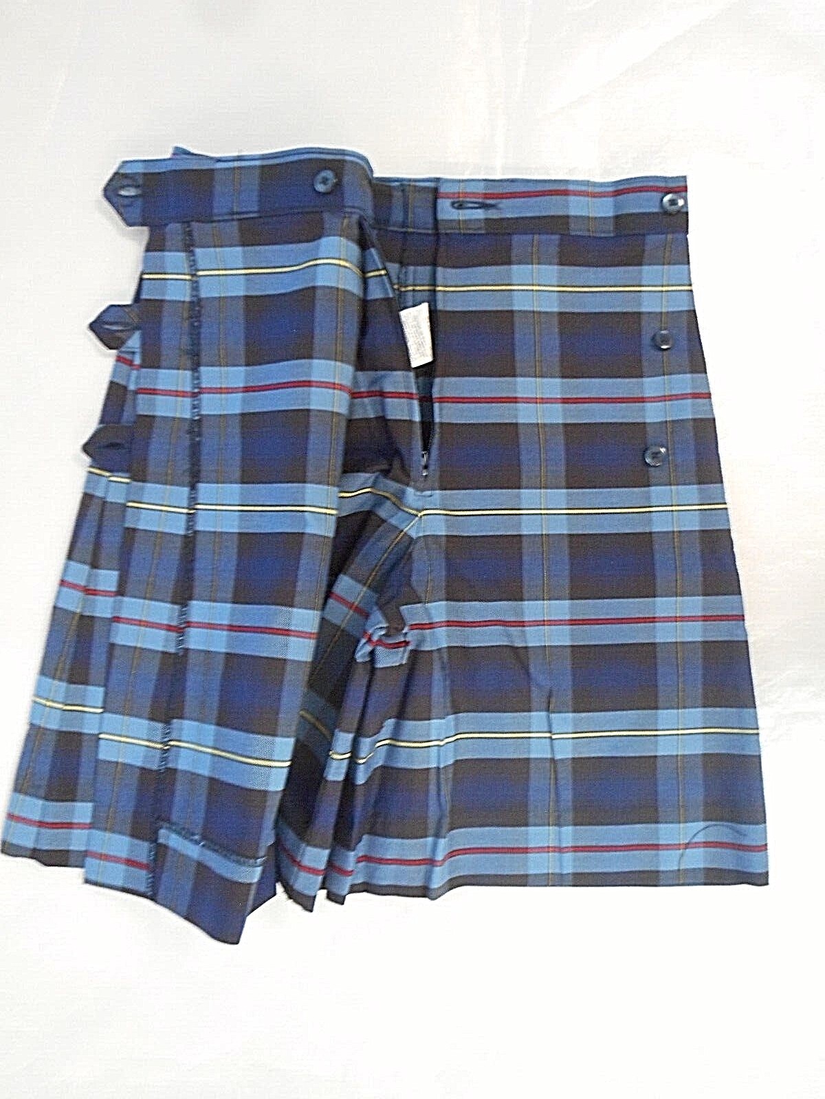 Girls A+ Blue & Red Plaid Long Kilt Uniform Skort Jr. & 1/2 Sizes 6 1/2 – 7 Jr.