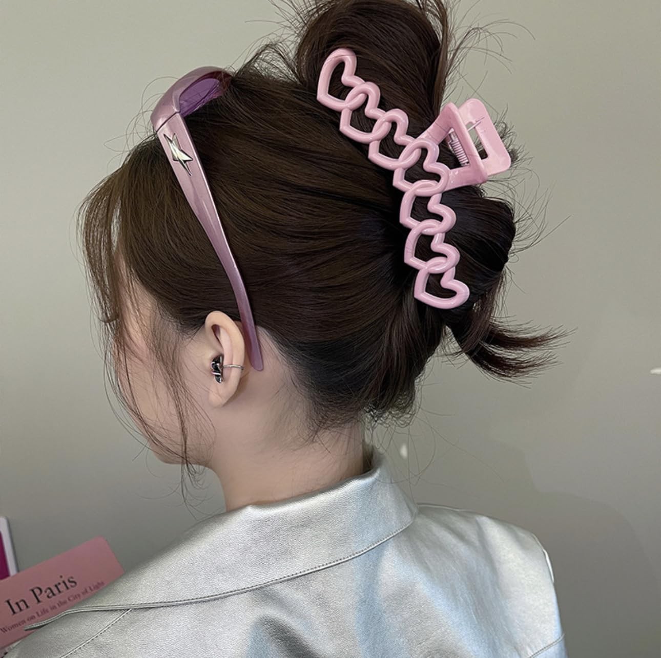 1 PCS Light Pink Heart Hair Claw Clip, Thick Hair, Valentines, Accessories