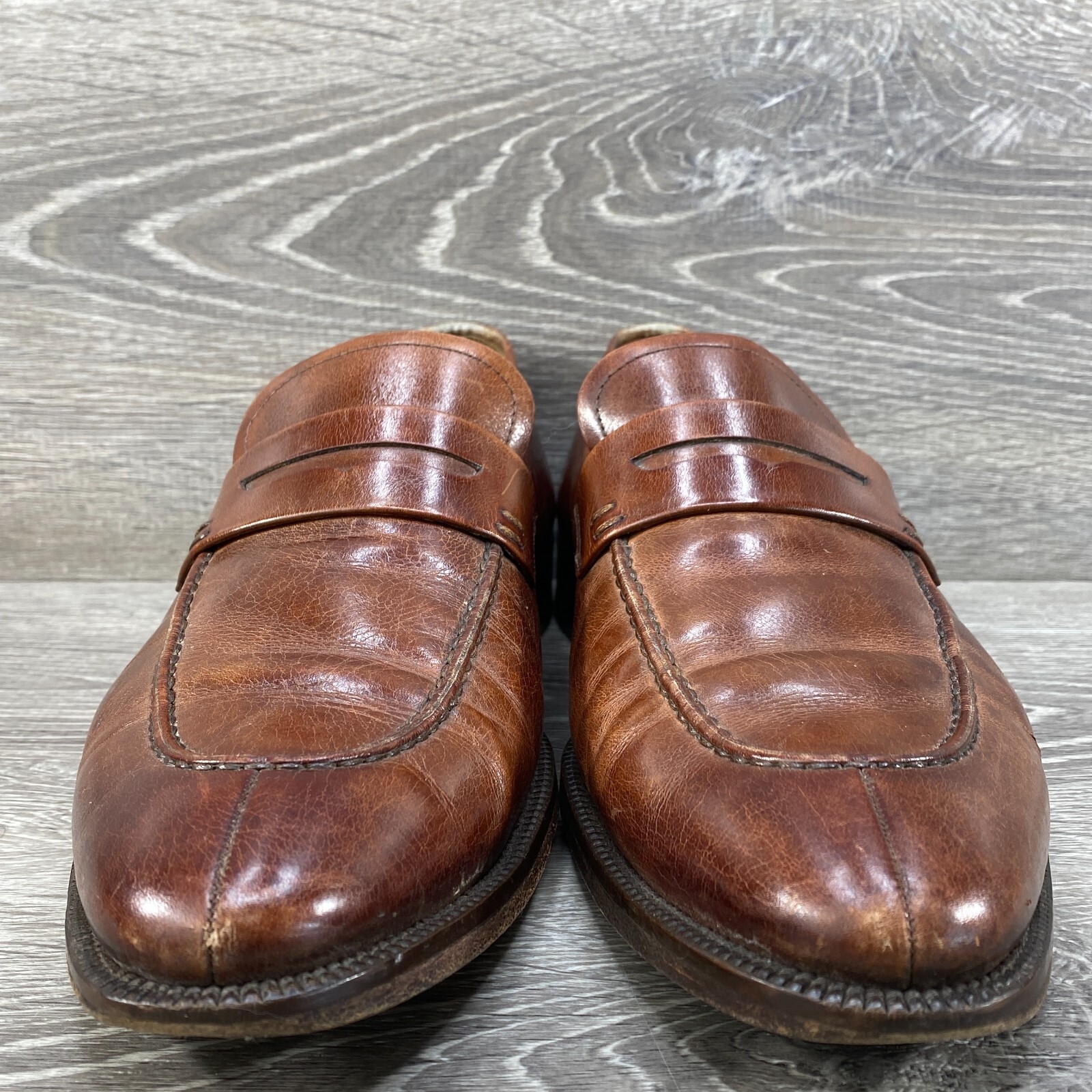 Magnanni Sasso Brown Leather Penny Loafers Mens 9.5 M Dress Shoes Made in Spain