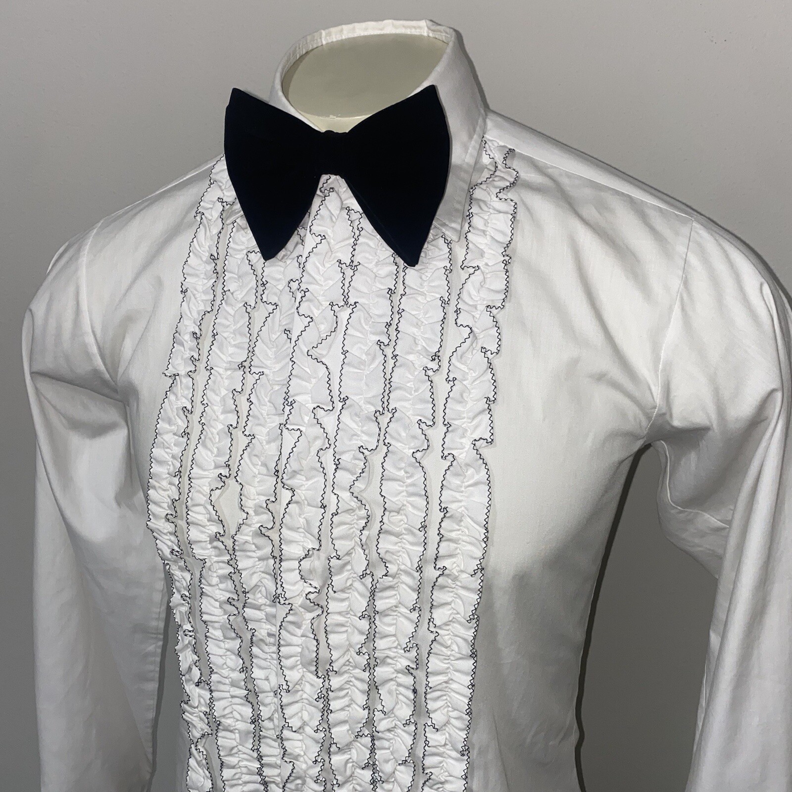 Bow Tie Vintage Floppy Wide Velour Necktie Prom Tuxedo Black VTG 60s 70s Men NEW